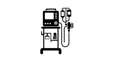 Medical Ventilator Life Support System Icon on White Background.