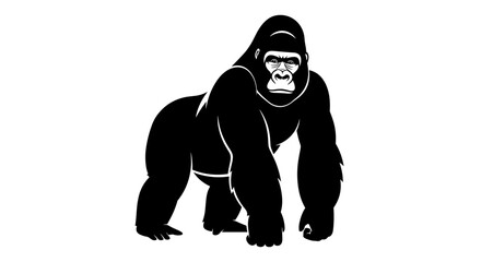 Powerful silverback gorilla standing in a strong pose. © Hani