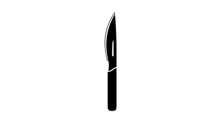 Sharp Kitchen Knife Silhouette on White Background.