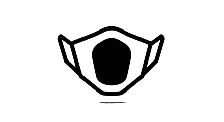 Simple Black and White Face Mask Icon Illustration.