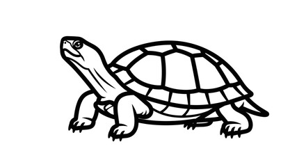 Simple black and white line art illustration of a turtle.