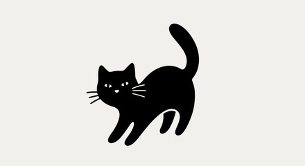 Simple black cat silhouette illustration on a light background.