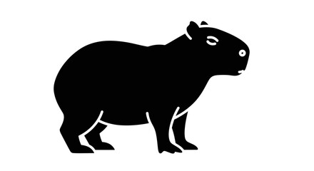 Simple black capybara silhouette vector icon design.