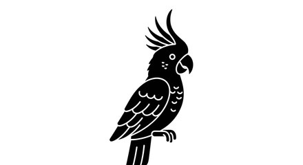 Simple black cockatoo parrot icon on white background.