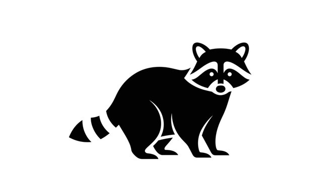 Simple black and white raccoon icon on a plain background.