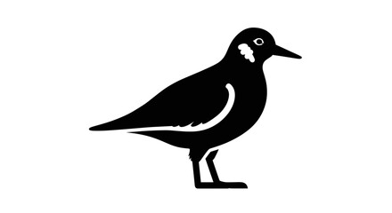 Simple black plover bird silhouette icon isolated on white.