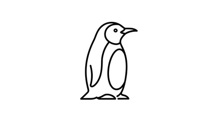 Simple Penguin Line Art Illustration Icon Isolated.