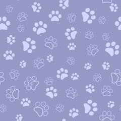 Cat paw seamless pattern print wallpaper background purple color vector illustration