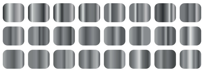 Set collection of silver gradient metallic square shape.  silver background texture vector icon seamless pattern. Abstract metallic silver gradient. 