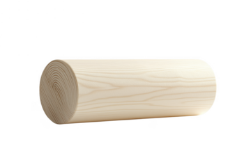 Light wood cylinder with grain isolated on a transparent background
