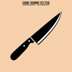 Black Chef Knife Vector Icon for Restaurant Branding