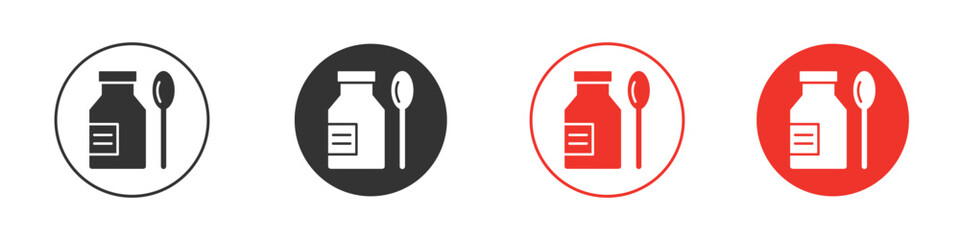 Syrup medicine bottle icon for ui or ux isolated on white for mobile app, editable