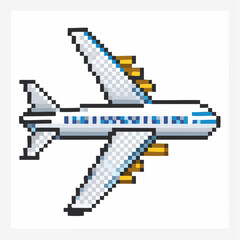 Fototapeta premium Airplane Flying in Blue Sky with Clouds Vector Illustration