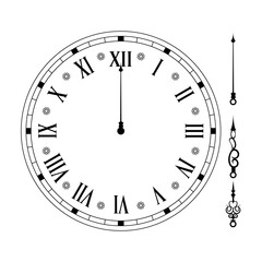 Elegant Clock Face  Roman Numerals I through XII