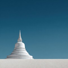 Serene White Pagoda Against Clear Blue Sky in Bright Daylight Setting