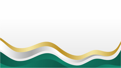 Abstract Green Gold Wave Border Design