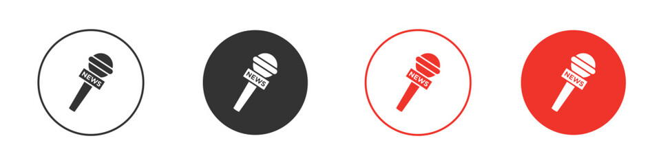 News microphone icon for ui or ux isolated on white for mobile app, editable