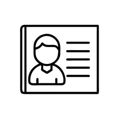 Line drawing of a profile page featuring personal information  