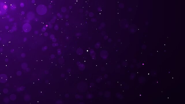 Purple particles moving in a circular path with shiny dot particles on a purple background