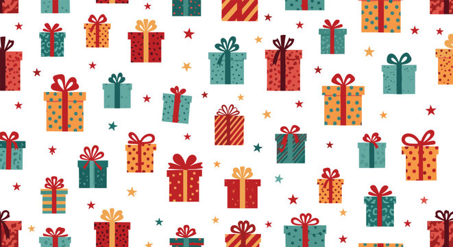 A festive background filled with beautifully wrapped colorful gift boxes for every occasion.