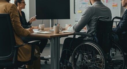 diverse business team in a meeting setting, discussing strategy in modern office environment