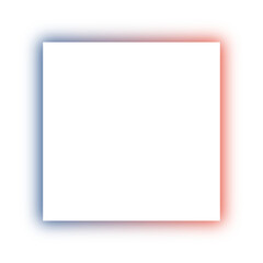 Blue and orange gradient glowing square frame isolated on transparent background