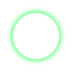 Green circular neon glowing frame isolated on transparent background