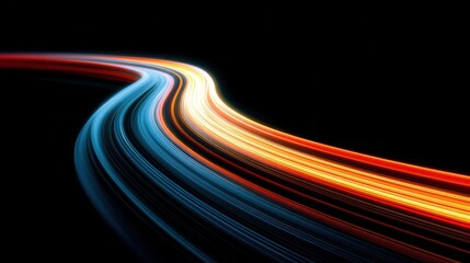 Abstract light trails on a dark background, representing speed and data