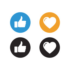 Social Media Engagement Icons - Thumbs Up and Heart Symbols.
