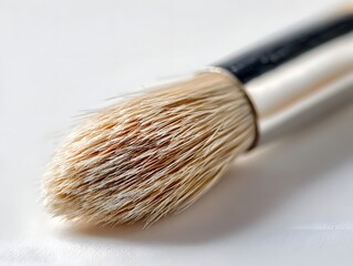 ro detail of a synthetic cosmetic brush with fine bristles