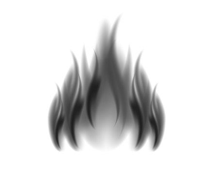Stylized black flame illustration with soft gradients and a smoky glow. The abstract fire design conveys intensity and energy. Ideal for tattoo art, icons, or digital graphics.