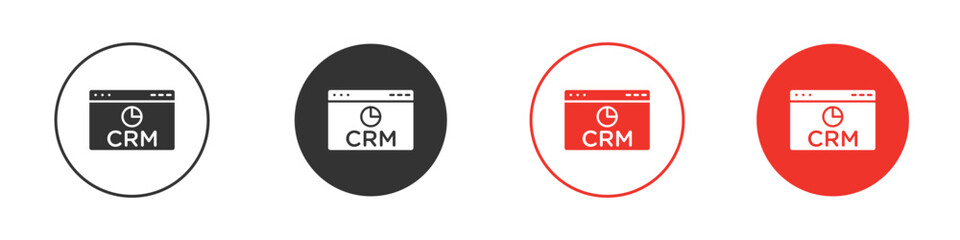 CRM icon for ui or ux isolated on white for mobile app, editable