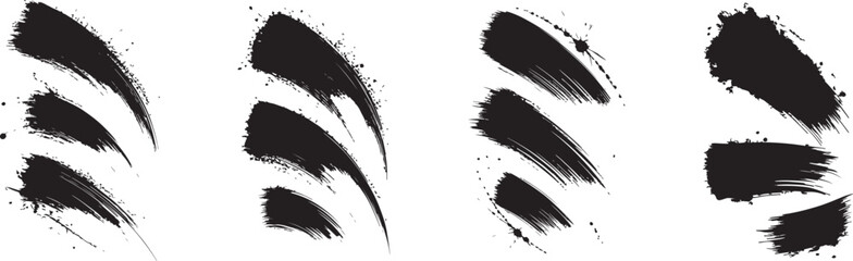 Paint brush stroke artistic black ink drawing set collection