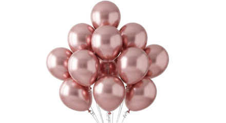 Rose Gold Balloons Bunch on Black Background