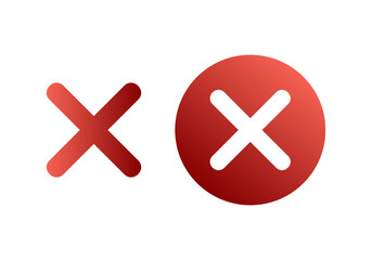 Obraz premium Red Gradient Close X Icon Representing Cancel or Exit Button for Modern Web and App Interface