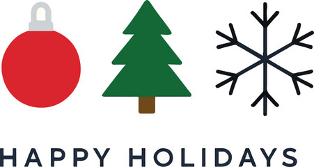 2026 Minimalist Christmas Icon Series – Festive Symbols in Red, Green, and Black