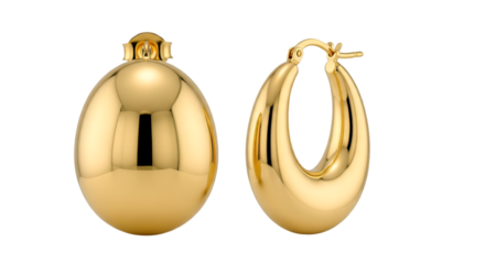 Elegant Gold Hoop and Ball Earrings on Black Background