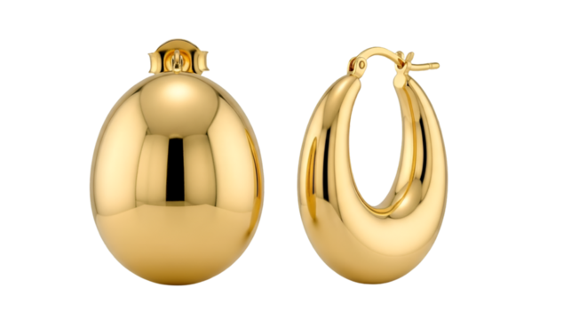Elegant Gold Hoop and Ball Earrings on Black Background