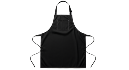Black Apron with Pocket and White Stitching