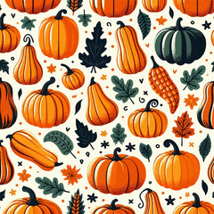Hallowen pumpkins pattern png transparent  with flat design
