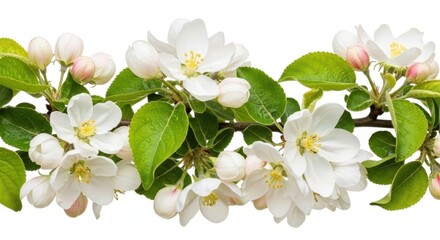 Fototapeta premium Spring blossom border on isolated on white background