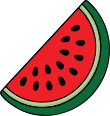 watermelon slice silhouette with seeds. slice of watermelon, half watermelon, summer fruit red watermelon vector illustration design for fresh juicy logotype graphic design. slice of watermelon.