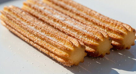 Delicious churros covered in sugar — perfect for dessert, cafe, or Spanish cuisine visuals.