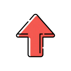 Naklejka premium Red arrow pointing upwards isolated on transparent background