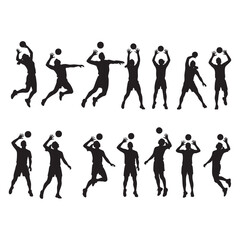 Volleyball Player Action Silhouettes - Diverse Poses Collection