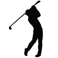 a Man Playing Golf on White Background