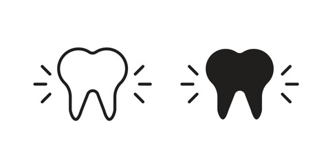 clean tooth icon pictogram template, Simple outline and filled style.
