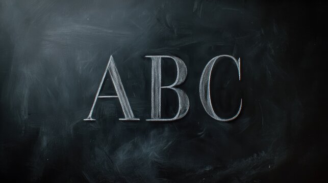 Handwritten ABC Letters on Black Chalkboard Surface for Educational Background and Teaching Materials