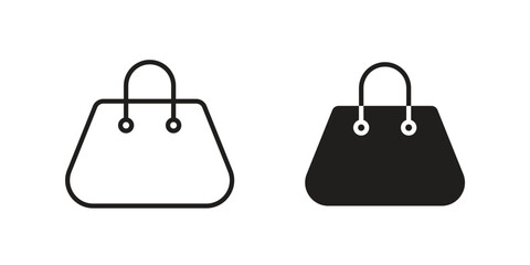 Woman purse icon pictogram template, Simple outline and filled style.