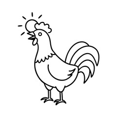 a rooster singing in the morning sun in cartoon